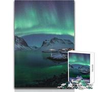 Rompecabezas de 1000 Piezas para Adultos Aurora Boreal sobre Las Islas Lofoten, Noruega Relajante, Relajante, para el Tiempo Libre, preciso, con Enclavamiento, Juguete de precisión Tamaño: 50x75cm