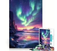 Rompecabezas de 1000 Piezas para Adultos Aurora Boreal sobre montañas Flawless Fit Art Brain Challenge Fun Rest Time Play Birthday Mind Gift (50x75cm)