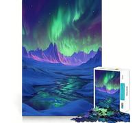Rompecabezas de 1000 Piezas para Adultos Aurora Boreal sobre montañas Nevadas Juego de ingenio,Divertido y Relajante Regalo Ideal para cumpleaños y como pasatiempo (38x52cm)