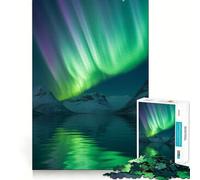 Rompecabezas de 1000 Piezas para Adultos Aurora Boreal sobre montañas Nevadas y Lago Corte Premium Actividad para desarrollar la Mente Tiempo de Paz y diversión Cumpleaños Arte y Juego (38x52cm)