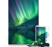 Rompecabezas de 1000 Piezas para Adultos Aurora Boreal sobre montañas Nevadas y Lago Diseño de Corte preciso Juego Divertido para concentrarse y Pasar el Tiempo Libre Regalo Ideal y para Aficionados