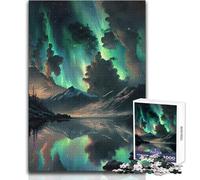 Rompecabezas de 1000 Piezas para Adultos, Aurora Boreal Verde, Ideal para Momentos de Tranquilidad y Ocio, Juguete de precisión Troquelado Premium, tamaño 38x26cm