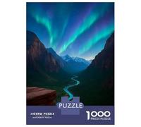 Rompecabezas De 1000 Piezas para Adultos Aurora Borealis Over Mountain River Valley Rompecabezas para Adultos Juegos De Relajación Regalos para Mujeres Cumpleaños Y Navidad 52x38cm/1