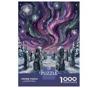 Rompecabezas De 1000 Piezas para Adultos Aurora Borealis Over Stone Circle Rompecabezas para Adultos Juegos Divertidos Corte De Precisión Actividades Divertidas En Casa, 38x26cm/1000pcs