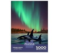Rompecabezas De 1000 Piezas para Adultos Aurora Orca Whale Northern Rompecabezas De Juguete Decoración De Pared Una Obra De Arte Cumpleaños Y Navidad 70x50cm/1000pcs
