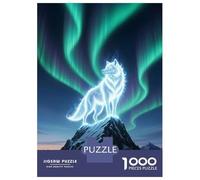 Rompecabezas De 1000 Piezas para Adultos Aurora Spirit Wolf on Snowy Mountain Rompecabezas para Adultos Juegos Divertidos Análisis Y Lógica Regalos para Amigos Y Familiares 38x26cm/1000pcs