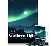 Rompecabezas de 1000 Piezas para Adultos Auroras boreales en Islandia Arte de Borde Premium Juego de ingenio Regalo Ideal para Jugar de Forma Casual o para Celebrar un cumpleaños (50x75cm)