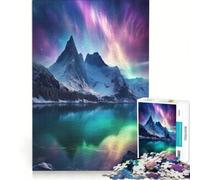 Rompecabezas de 1000 Piezas para Adultos Auroras boreales montañas Juegos educativos análisis y lógica Juego de desafío único 38x52cm