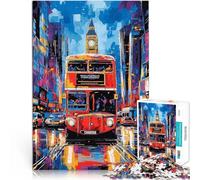 Rompecabezas de 1000 Piezas para Adultos Autobús londinense de Arte Pop con el Big Ben de Fondo Regalos de Juegos desafiantes Ideas de Regalos 38x26cm