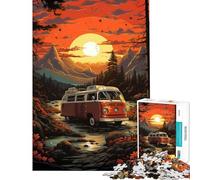 Rompecabezas de 1000 Piezas para Adultos Autobús VW Retro Paseo por la montaña Diversión en casa desafío difícil Juguetes de decoración para el hogar para Mayores de 14 años (50x75cm)