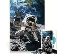 Rompecabezas de 1000 Piezas para Adultos Autorretrato de Astronauta en la Luna Decoración de Corte preciso Juguete para ejercitar la Mente Ideal para el Tiempo Libre Regalo de cumpleaños (38x26cm)