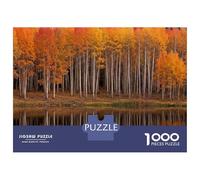 Rompecabezas De 1000 Piezas para Adultos Autumn Aspen Trees Reflected in Lake Rompecabezas para Adultos Juegos Familiares Desafío Difícil para Cumpleaños, Navidad 38x26cm/1000pcs