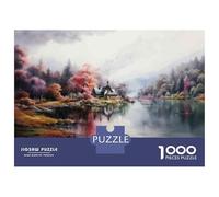Rompecabezas De 1000 Piezas para Adultos Autumn Cabin by The Lake-1 Rompecabezas para Adultos Análisis Práctico del Juego Y Lógica Interacción Entre Padres E Hijos 38x26cm/1000pcs