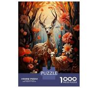 Rompecabezas De 1000 Piezas para Adultos Autumn Forest Deer Family Rompecabezas para Adultos Juegos Relajantes El Montaje De Patrones 52x38cm/1000pcs