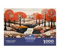 Rompecabezas De 1000 Piezas para Adultos Autumn Forest with White Bear Rompecabezas para Adultos Juguetes Antiestrés Pero Divertido Y Humorístico 38x26cm/1000pcs