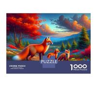 Rompecabezas De 1000 Piezas para Adultos Autumn Fox Family Scene Rompecabezas para Adultos Juego De Ingenio Regalos para Mujeres Regalos De Cumpleaños 70x50cm/1000pcs