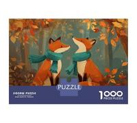 Rompecabezas De 1000 Piezas para Adultos Autumn Foxes in Forest-2 Rompecabezas para Adultos Juguetes Antiestrés para La Diversión Familiar Actividades Divertidas En Casa 38x26cm/1000pcs