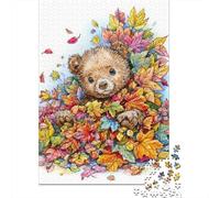 Rompecabezas De 1000 Piezas para Adultos Autumn Leaves Teddy Bear Rompecabezas para Adolescentes Juego De Ingenio Análisis Y Lógica Difícil Y Desafiante 52x38cm/1000pcs