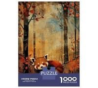Rompecabezas De 1000 Piezas para Adultos Autumn Red Panda Rompecabezas para Adultos Juegos Familiares Regalos De Corte De Precisión para Amigos Y Familiares 38x26cm/1000pcs