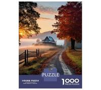 Rompecabezas De 1000 Piezas para Adultos Autumn Road to Peaceful Cabin Rompecabezas para Adultos Juegos Relajantes Pero Divertidos Y Humorísticos Juego Desafiante Regalos 52x38cm/1000pcs