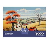 Rompecabezas De 1000 Piezas para Adultos Autumn Road with Red Car Rompecabezas para Adultos Juegos Divertidos Pero Divertidos Y Humorísticos Desafiantes De Completar 70x50cm/1000pcs