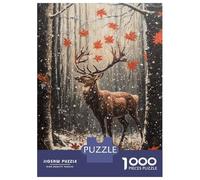 Rompecabezas De 1000 Piezas para Adultos Autumn Snowfall Majestic Deer Rompecabezas Juegos Familiares Difícil Difícil Cumpleaños Y Navidad 70x50cm/1000pcs