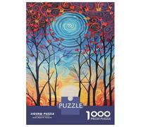 Rompecabezas De 1000 Piezas para Adultos Autumn Trees Sunset Painting Rompecabezas para Adultos: Un Juego Práctico, Divertido Y Un Desafío Educativo con Humor 52x38cm/1000pcs