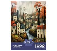 Rompecabezas De 1000 Piezas para Adultos Autumn Village Scene Art Print-2 Rompecabezas para Adultos: Un Juego Práctico, Divertido Y Un Desafío Educativo con Humor 52x38cm/1000pcs
