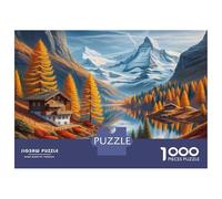 Rompecabezas De 1000 Piezas para Adultos Autumnal Alpine Cabin Reflections Rompecabezas para Adolescentes Juego Práctico Desafío Difícil Regalo De Cumpleaños, Regalos, 52x38cm/1000pcs