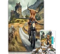 Rompecabezas de 1000 Piezas para Adultos: Aventura de Vacas de Las Tierras Altas 1000 Piezas Juegos educativos, decoración del hogar, colección de Artistas Bellas Artes 26x38cm