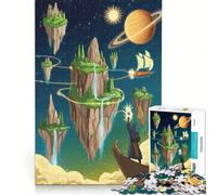 Rompecabezas de 1000 Piezas para Adultos: Aventura en Islas flotantes de fantasía Explora Tierras místicas en el Cielo Juguete Educativo, difícil y desafiante Lista de Deseos con Papá Noel 38x52cm