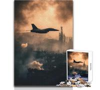 Rompecabezas de 1000 Piezas para Adultos, avión de Combate sobre ruinas, Ideal para Momentos de Tranquilidad y Ocio, Juguete de precisión Troquelado de Primera Calidad, tamaño 38x26cm