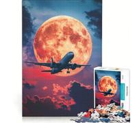 Rompecabezas de 1000 Piezas para Adultos: Avión y Luna de Sangre, Juguetes para armar, Actividades Divertidas en casa, cumpleaños y Navidad 38x52cm