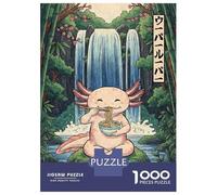 Rompecabezas De 1000 Piezas para Adultos Axolotl Eating Ramen by Waterfall Rompecabezas Juegos Familiares Difícil Difícil Cumpleaños Y Navidad 70x50cm/1000pcs