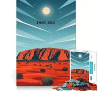 Rompecabezas de 1000 Piezas para Adultos Ayers Rock Moonrise Flawless Fit Art Brain Challenge Fun Rest Time Play Birthday Mind Gift (50x75cm)