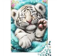 Rompecabezas De 1000 Piezas para Adultos Baby White Tiger Cub Rompecabezas para Adultos Juego Familiar Análisis Y Lógica Difícil Y Desafiante 52x38cm/1000pcs