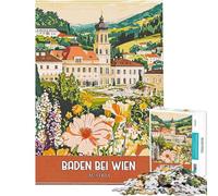 Rompecabezas de 1000 Piezas para Adultos Baden Bei Wien Austria Póster de Viaje Rompecabezas para Adolescentes Mejora la Memoria Desafío Educativo Juego de desafío único 38x26cm