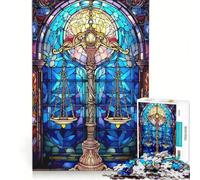 Rompecabezas de 1000 Piezas para Adultos Balanza de la Justicia de vitral Juego Educativo desafío difícil fortalece el Amor Entre Parejas 38x52cm