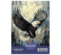 Rompecabezas De 1000 Piezas para Adultos Bald Eagle in Flight Dynamic Impasto Art Rompecabezas para Adultos Juegos Divertidos Desafío Difícil Interacción Entre Padres E Hijos 38x26cm/1000pcs