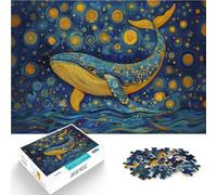 Rompecabezas de 1000 Piezas para Adultos Ballena bajo el océano Estrellado Hecho de Madera Apto para Mayores de 14 años. Juegos relajantes Mejorar el Amor Entre Parejas tamaño：50x75cm