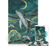 Rompecabezas de 1000 Piezas para Adultos Ballena bajo la Luna Juegos Digitales para Toda la Familia Entrena tu Cerebro y Tus Manos Toda la Familia 38x52cm