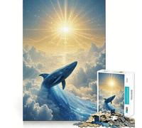 Rompecabezas de 1000 Piezas para Adultos Ballena Celestial ascendiendo hacia el Sol Diseño de Corte preciso Juguete para ejercitar el Pensamiento y el Tiempo Libre Regalo Festivo y de Ocio (50x75cm)