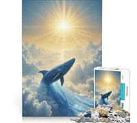 Rompecabezas de 1000 Piezas para Adultos: Ballena Celestial Ascendiendo hacia el Sol, Juegos Familiares, Carrera de Velocidad, Ideal para Decoración de Escritorio 38x26cm