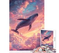 Rompecabezas de 1000 Piezas para Adultos Ballena en el Cielo - Juegos relajantes para la diversión Familiar Juguetes de decoración para el hogar Que ayudan a ejercitar el Cerebro (38x26cm)