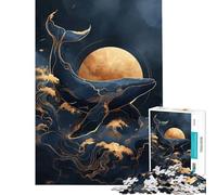 Rompecabezas de 1000 Piezas para Adultos Ballena Kintsugi Luna Dorada Difícil y desafiante Mejora la Memoria Juguete antiestrés para Mayores de 14 años (50x75cm)