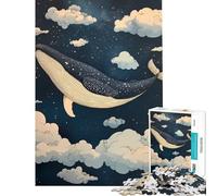 Rompecabezas de 1000 Piezas para Adultos Ballena Nadando Entre Nubes Juguetes educativos Juegos prácticos análisis y lógica Regalo Divertido (tamaño 50x75cm)