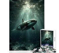Rompecabezas de 1000 Piezas para Adultos Ballena Orca Nadando bajo el Agua con Rayos de Sol Juguetes antiestrés Regalo de cumpleaños Juego de ingenio Mejora el Amor en Pareja tamaño 50x75cm