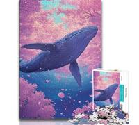 Rompecabezas de 1000 Piezas para Adultos Ballenas bajo los cerezos en Flor, 1000 Piezas para Adolescentes, Regalo de cumpleaños, decoración de Pared para Mayores de 14 años (tamaño 38x26cm)