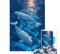Rompecabezas de 1000 Piezas para Adultos Ballenas Beluga en Aguas Azules Rompecabezas práctico para Adultos Que Requiere análisis y lógica Difícil y desafiante (Tamaño 38x52cm)