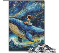 Rompecabezas de 1000 Piezas para Adultos: Ballenas en el Cielo Nocturno Rompecabezas imposibles para Adultos,26x38cm,para Adolescentes y familias Decoración Hacer tú Mismo y un desafío